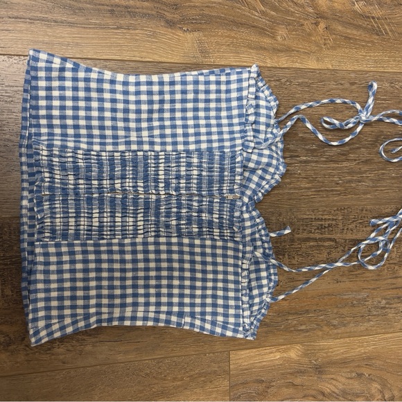 💔SOLD 💔Reformation blue gingham check tie strap tank top - Picture 5 of 5